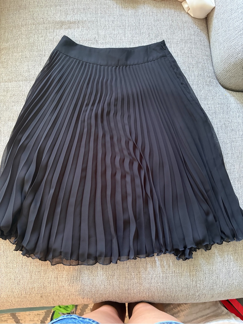 White House Black Market Black Pleated Circle Skirt